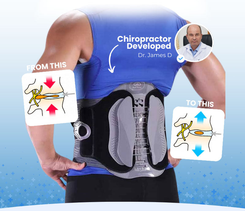 Correctez Back Support Belt - Worn View with Spinal Diagram