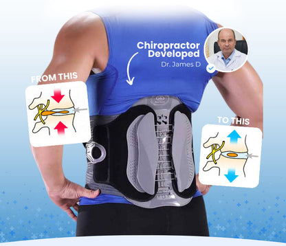 Correctez Back Support Belt - Worn View with Spinal Diagram